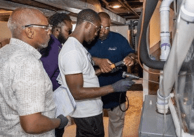 Contractors observing HVAC work